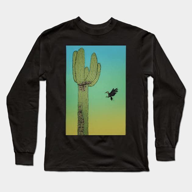 Cactus Wren Long Sleeve T-Shirt by justgeoffdavies